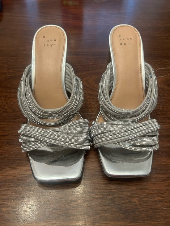 a new day Shoes - a new day Silver Braided Rhinestone Slide Mules